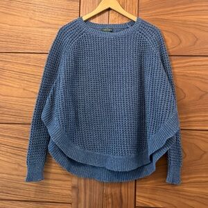 Ralph Lauren Blue Knit Dolman Sleeve Women's Poncho Sweater - Sz L
